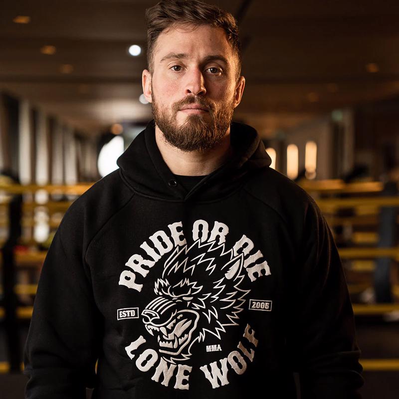 PRIDE OR DIE lone wolf hoodie -black